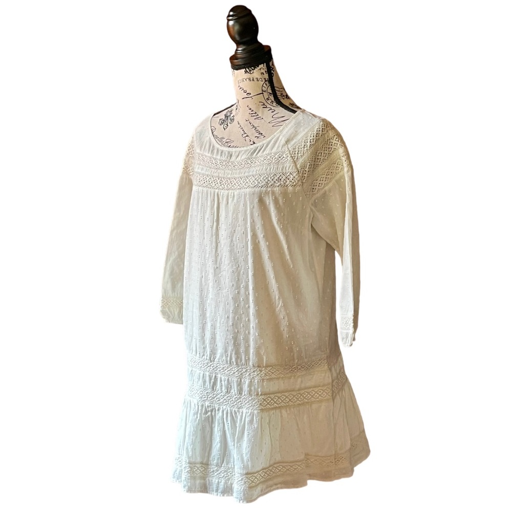 Lucky brand womens cream Swiss dot crochet boho peasent cottage core dress M - Picture 2 of 10